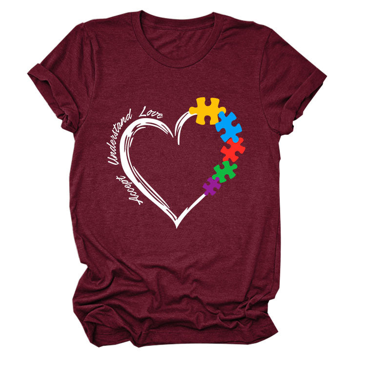 Fun Fashion Accept Understand Love Loose Casual Short Sleeves