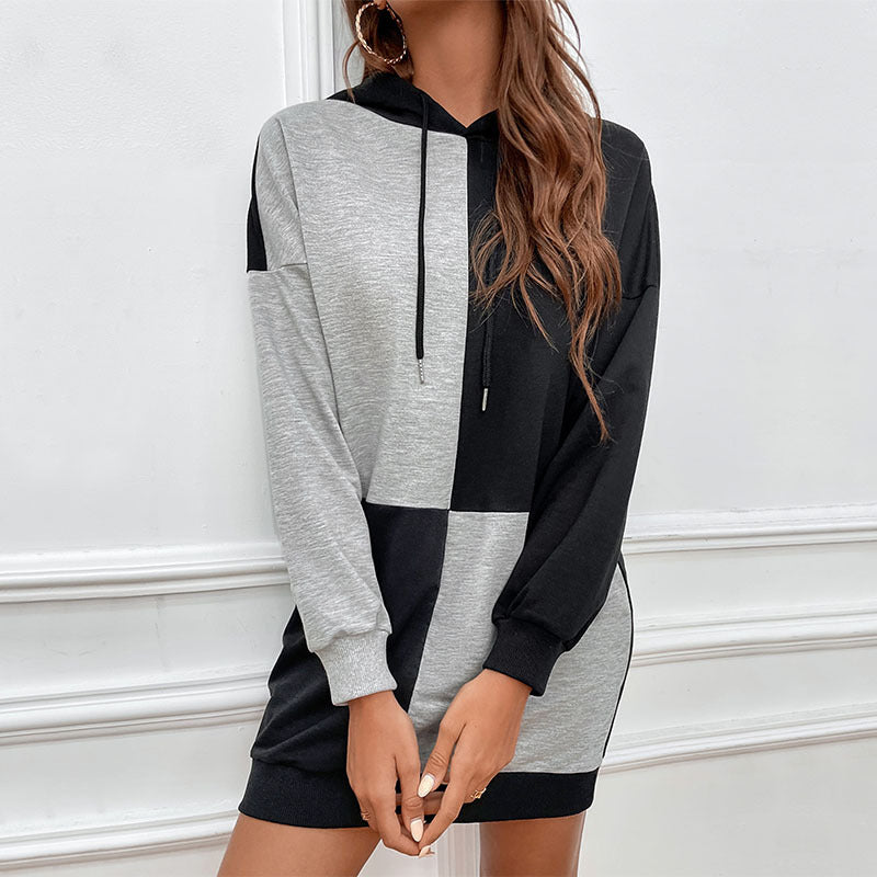 New Autumn New Women's Color Hoodie Dress