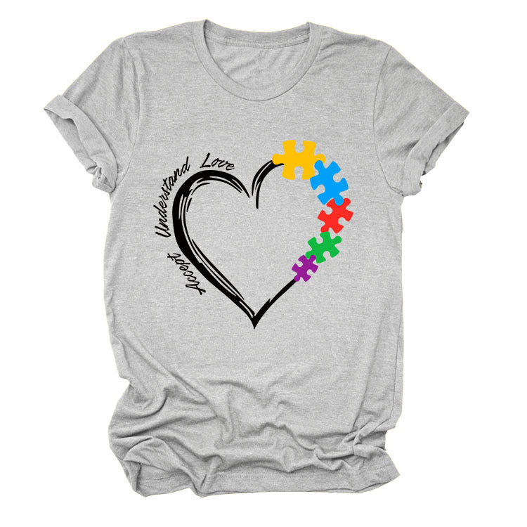 Fun Fashion Accept Understand Love Loose Casual Short Sleeves