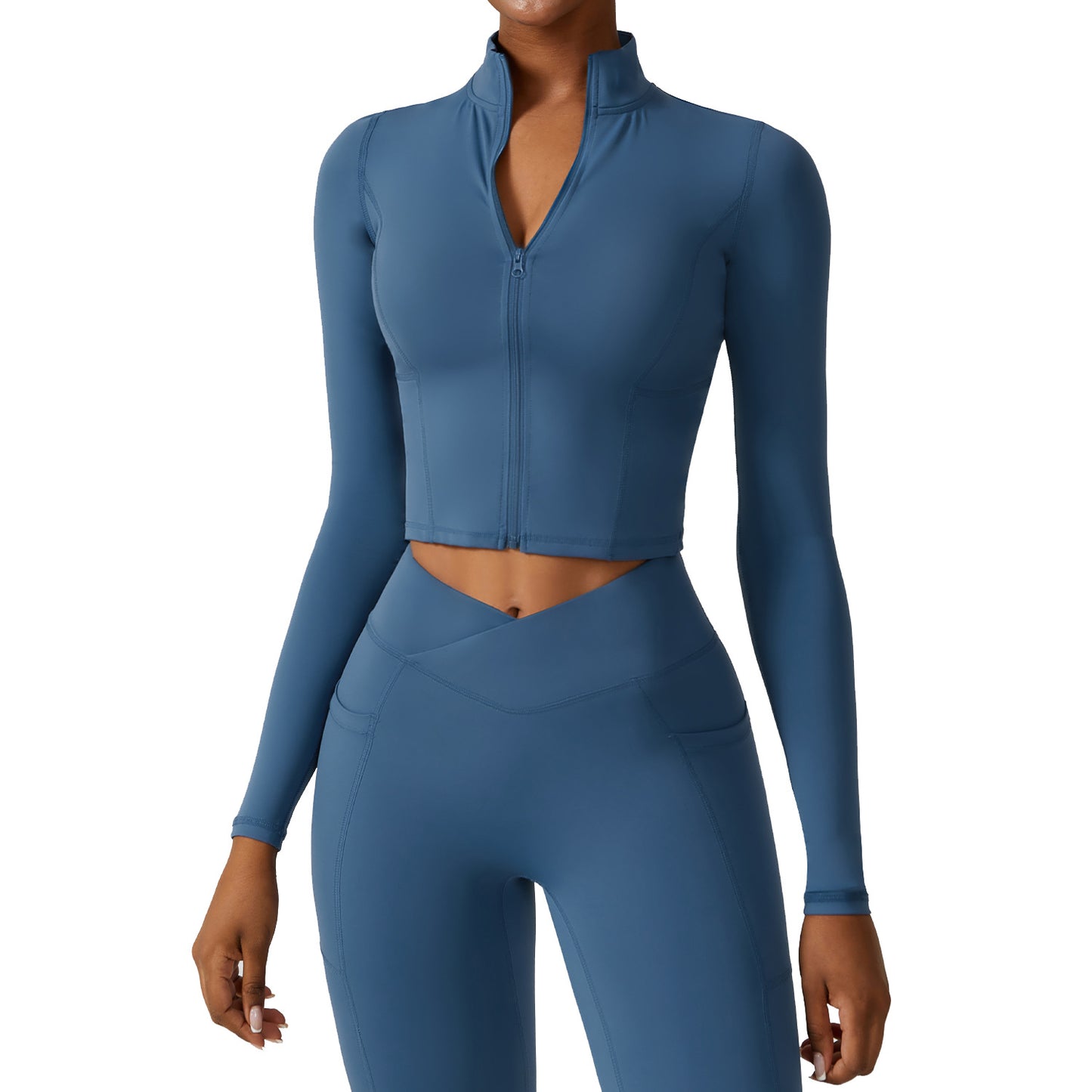 Winter Quick Dry Long Sleeve Yoga Suit Coat Zipper Running Coat Tight Naked Fitness Suit