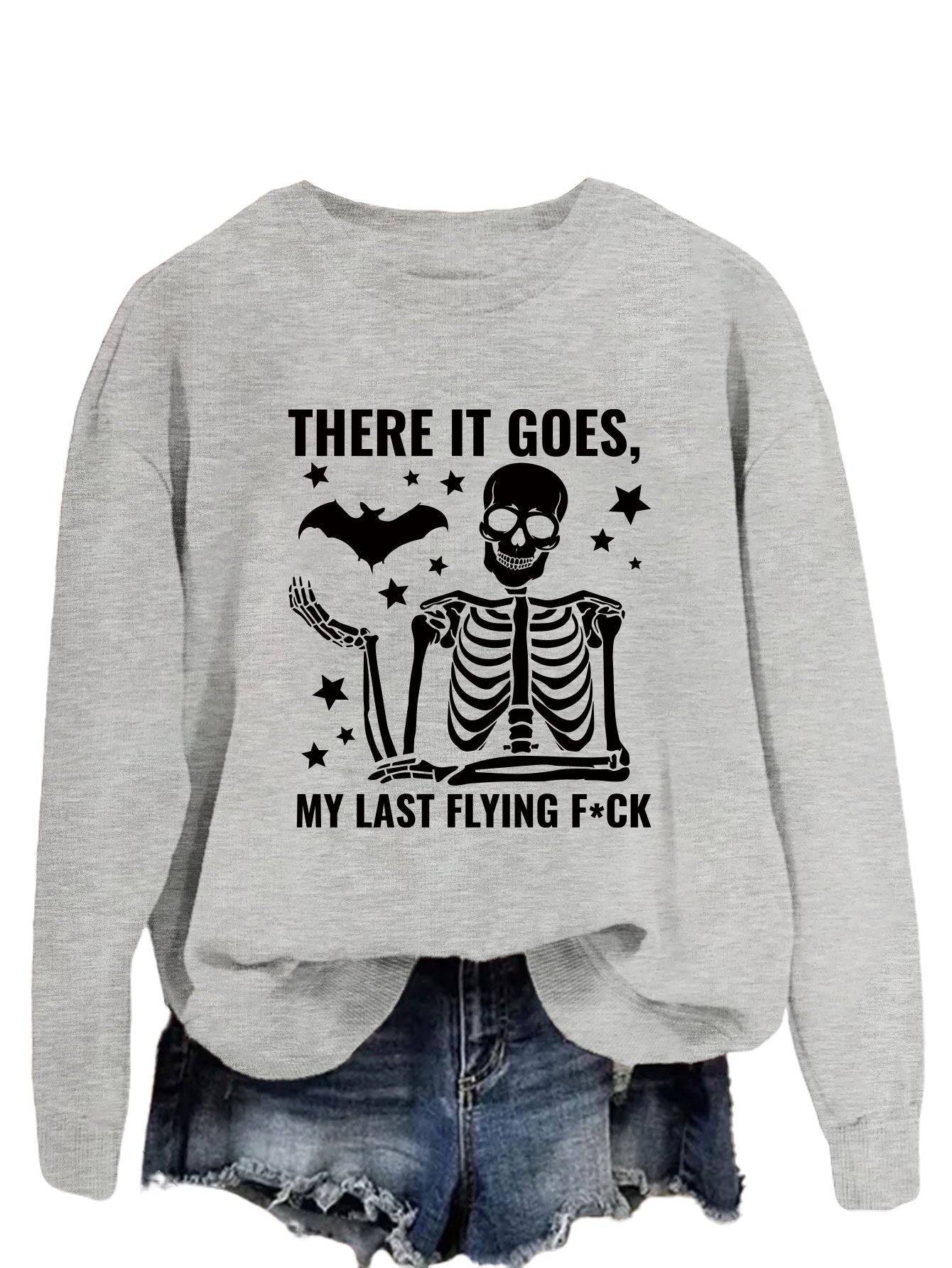 Print There It Goes Comfortable All-In-One Pullover Hoodie Autumn Fashion Long-Sleeved Shirt