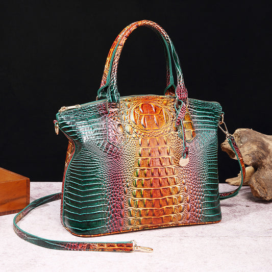 Crossbody Retro Women's Bag Multi-Color Crocodile Pattern Brahmin