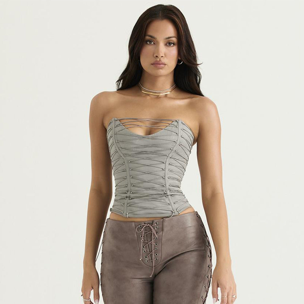 Sweet And Spicy Wind Women Sexy Slim-Fit Backless Chest Vest Short Spice Girls Top Girl
