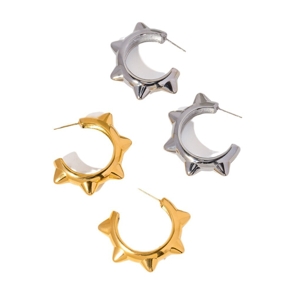 5pcs Jie Ding Designer Titanium Steel Punk Earrings Stud New Fashion Temperament Niche Design Female Earrings