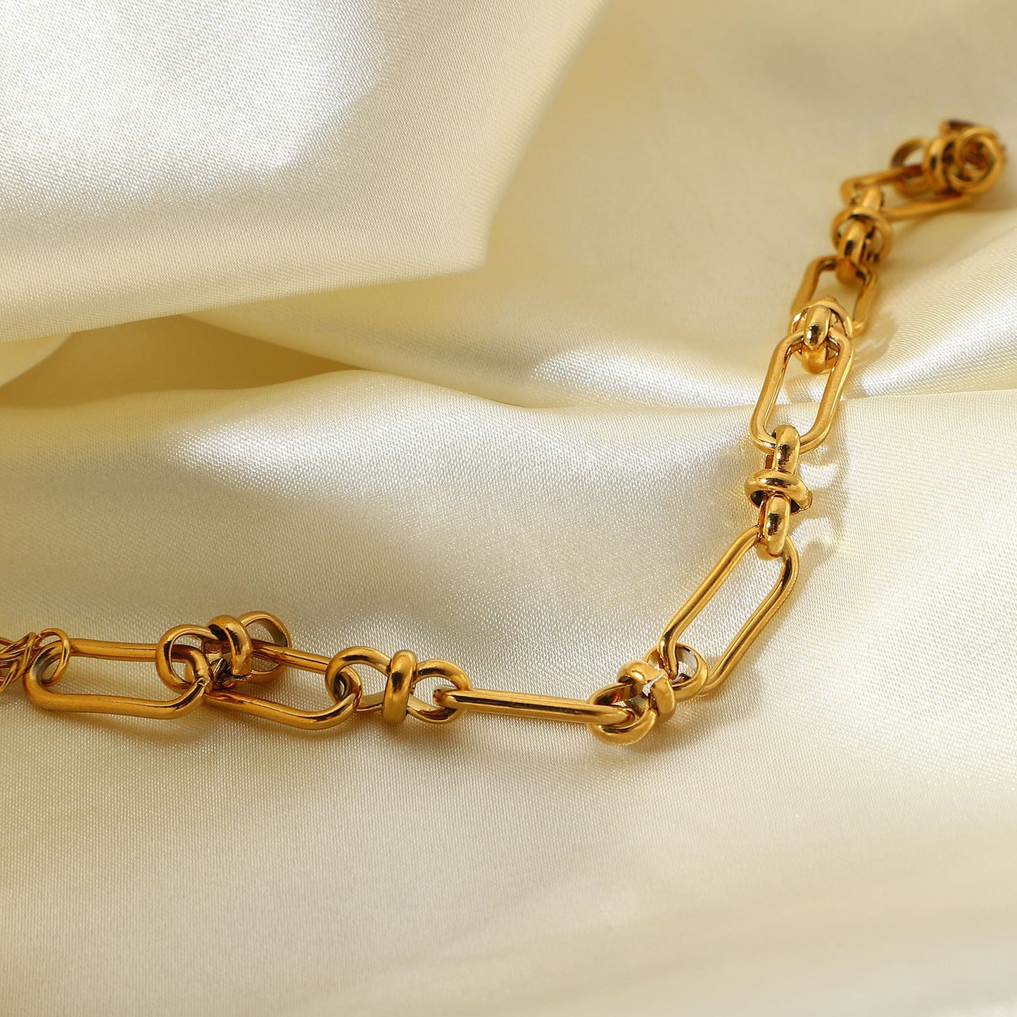5pcs New Wide Chain Cross Buckle Bracelet Vacuum Electroplated 18K Gold Stainless Steel Hand Jewelry For Women
