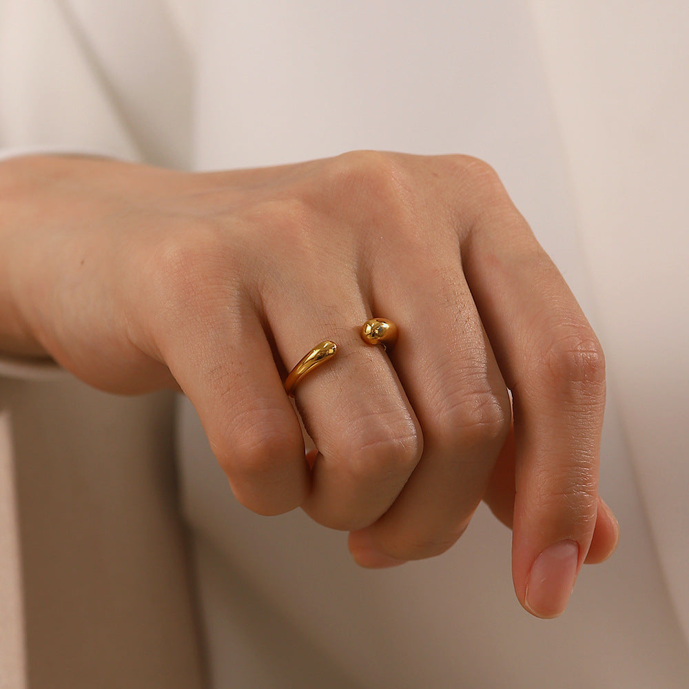 5pcs Simple Feminine Temperament All-Match New Titanium Steel Ring 18K Gold Stainless Steel Geometric Opening Ring