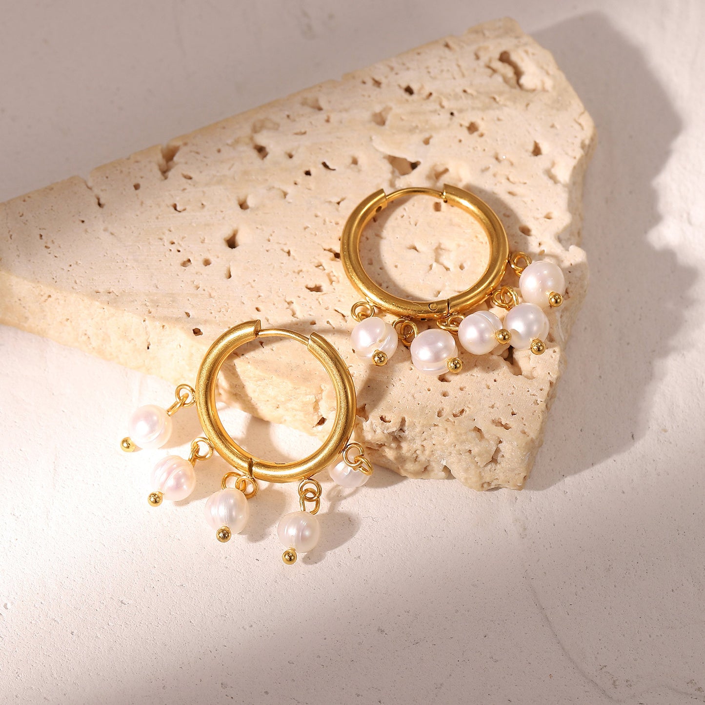 5pcs Style New Small Pearl Pendant Earrings Fashionable Simple Temperament Earrings