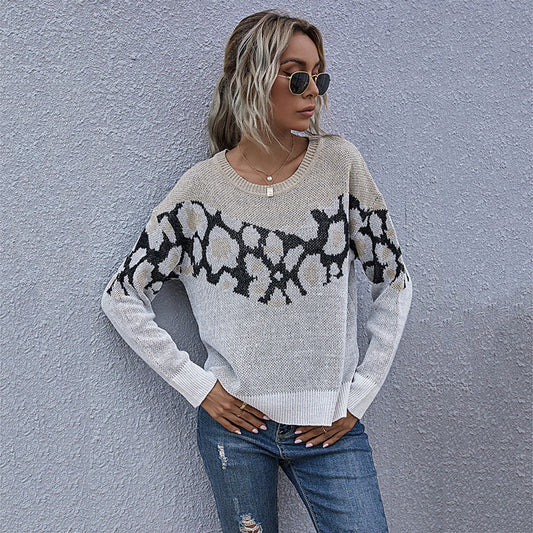 Women's Autumn Top Zebra-Print Long-Sleeved Fashion Loose Sweater Female Autumn