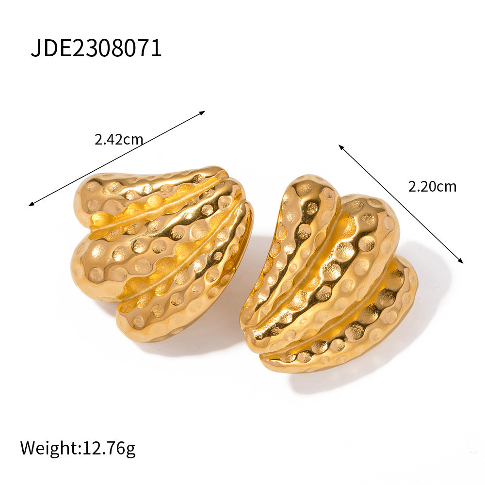 5pcs Titanium Steel Hammer Earrings Earrings Stud New Fashion Temperament Niche Design Women's Earrings