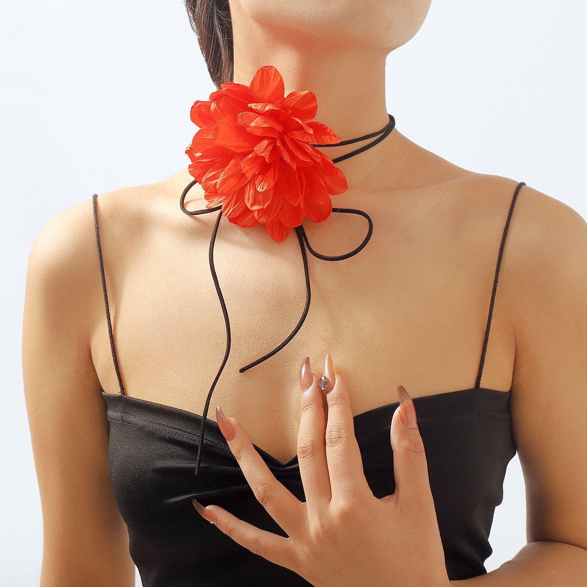 Fashion Geometric Choker Bracelet Elegant Romantic Temperament Rose Flocking Cloth Necklace Bracelet