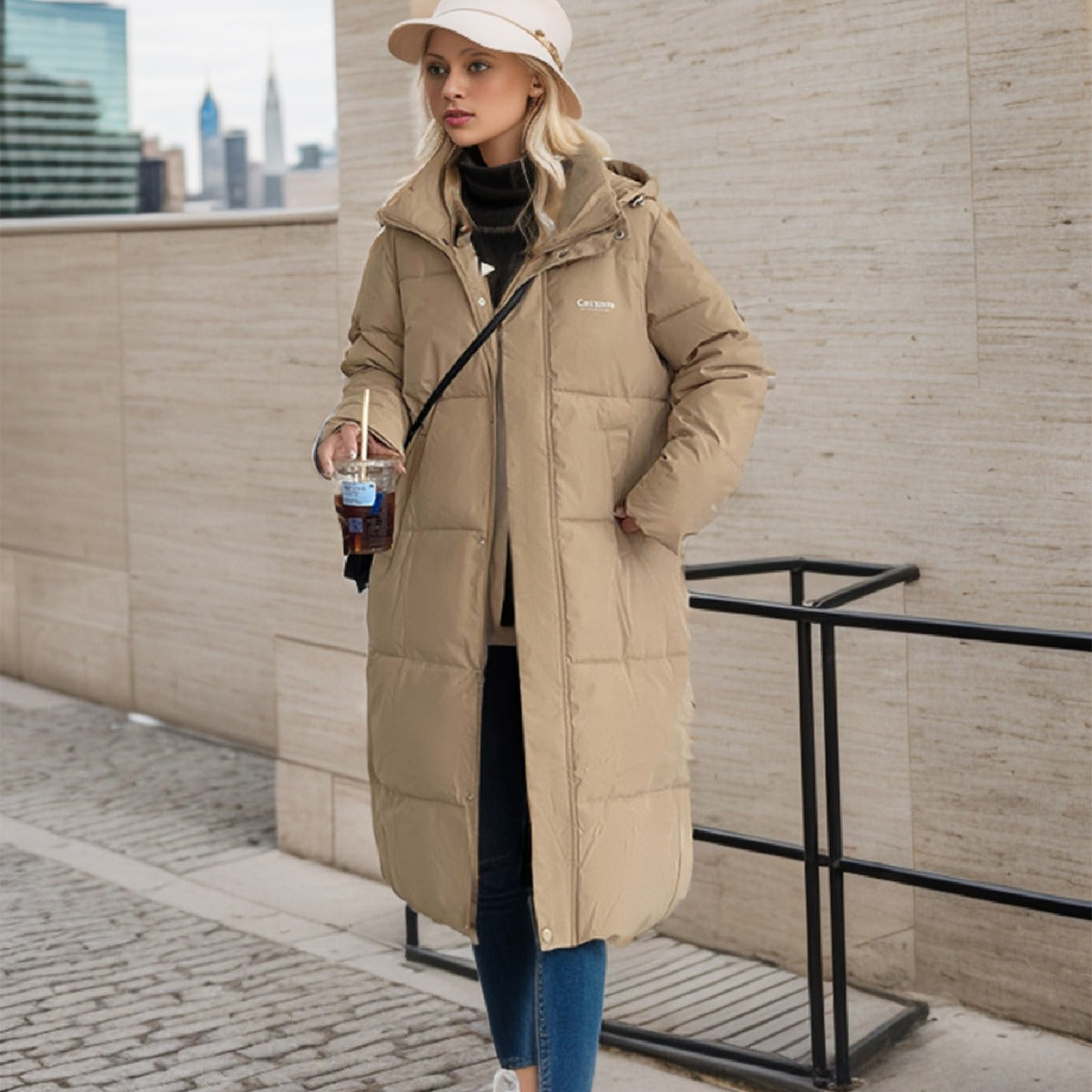 Long Over The Knee Hooded Cotton-Padded Coat Women's New Winter Loose Korean Version Thickened Bread Coat Casual Cotton-Padded Coat