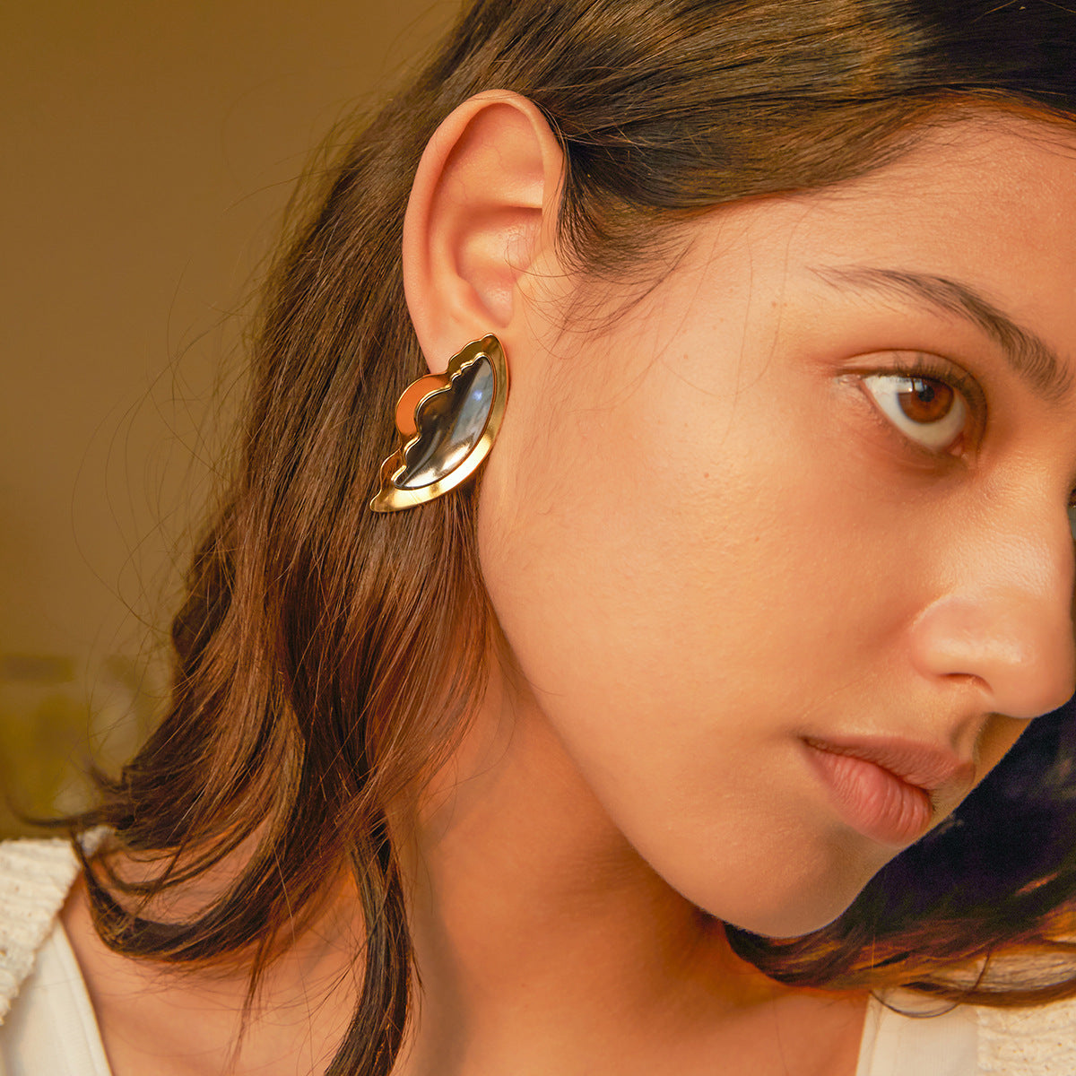 5pcs 18K Gold Stainless Steel Gold And Silver Matching Earrings Angel Wing Earrings