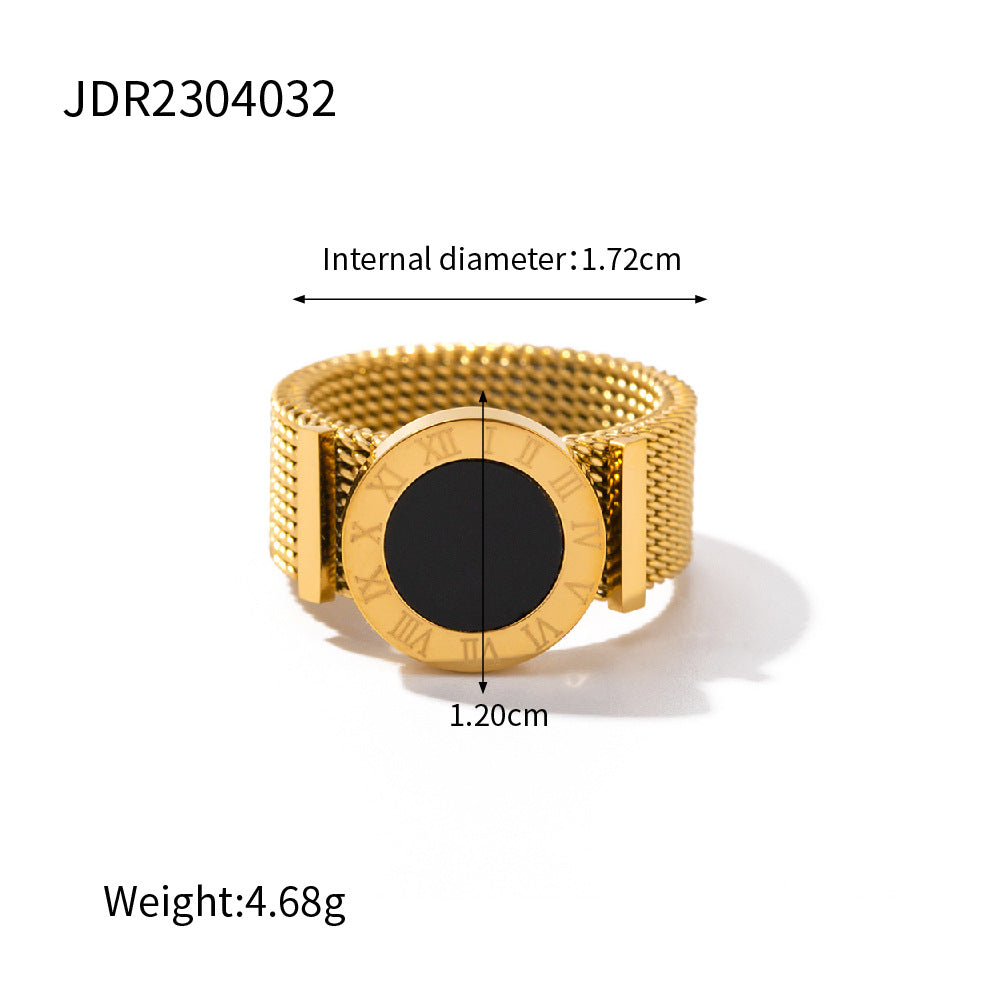 5pcs Vintage Niche Set 16K Gold Stainless Steel Black Sheet Romanesque Time Watch With Bracelet Do Not Fade Hand Jewelry
