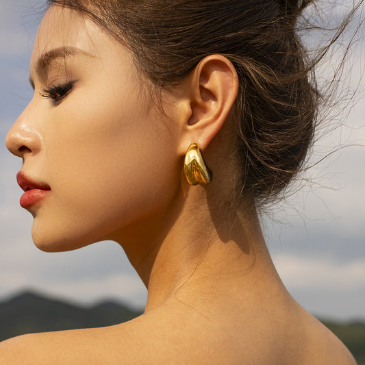 5pcs Titanium Steel Geometric Earrings Stud New Temperament Niche Design Female Earrings Cold Earrings