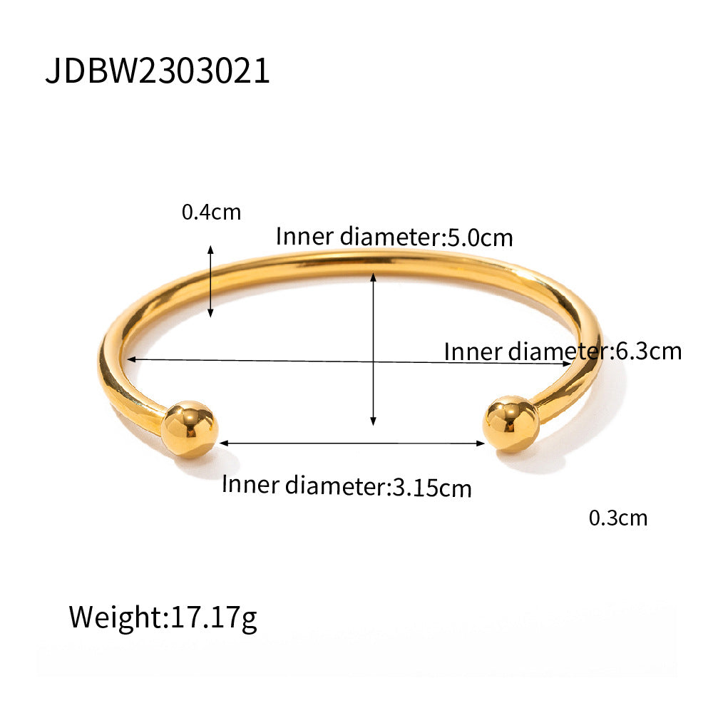 5pcs Design 18K Gold Stainless Steel Classic Ball Opening Bracelet Jewelry