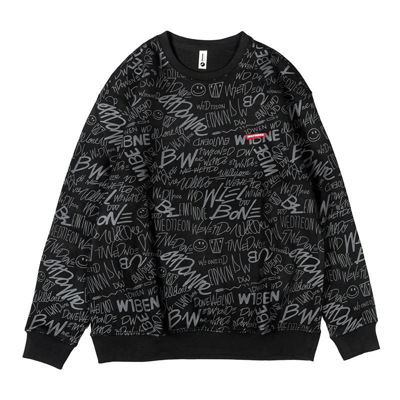 Suede Crewneck Hoodie Men's Spring And Autumn All Loose Large Size Leisure Sports Long-Sleeved Top
