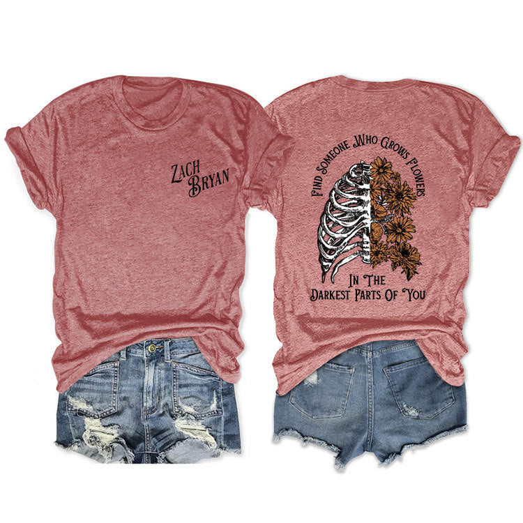 Fashion Casual Find Someone Who Grows Fun Crew Neck Summer Short Sleeves