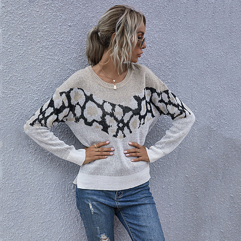Women's Autumn Top Zebra-Print Long-Sleeved Fashion Loose Sweater Female Autumn