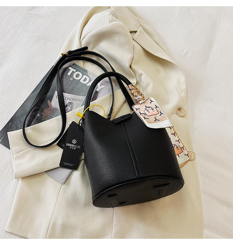 Bucket Bag Carrying Basket Texture Female Bag Simple Large Capacity Single Shoulder Crossbody Bag