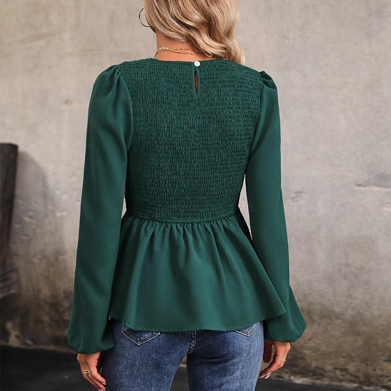 Women's Autumn Long-Sleeved Pullover Shirt Commuter Wind Patchwork Top