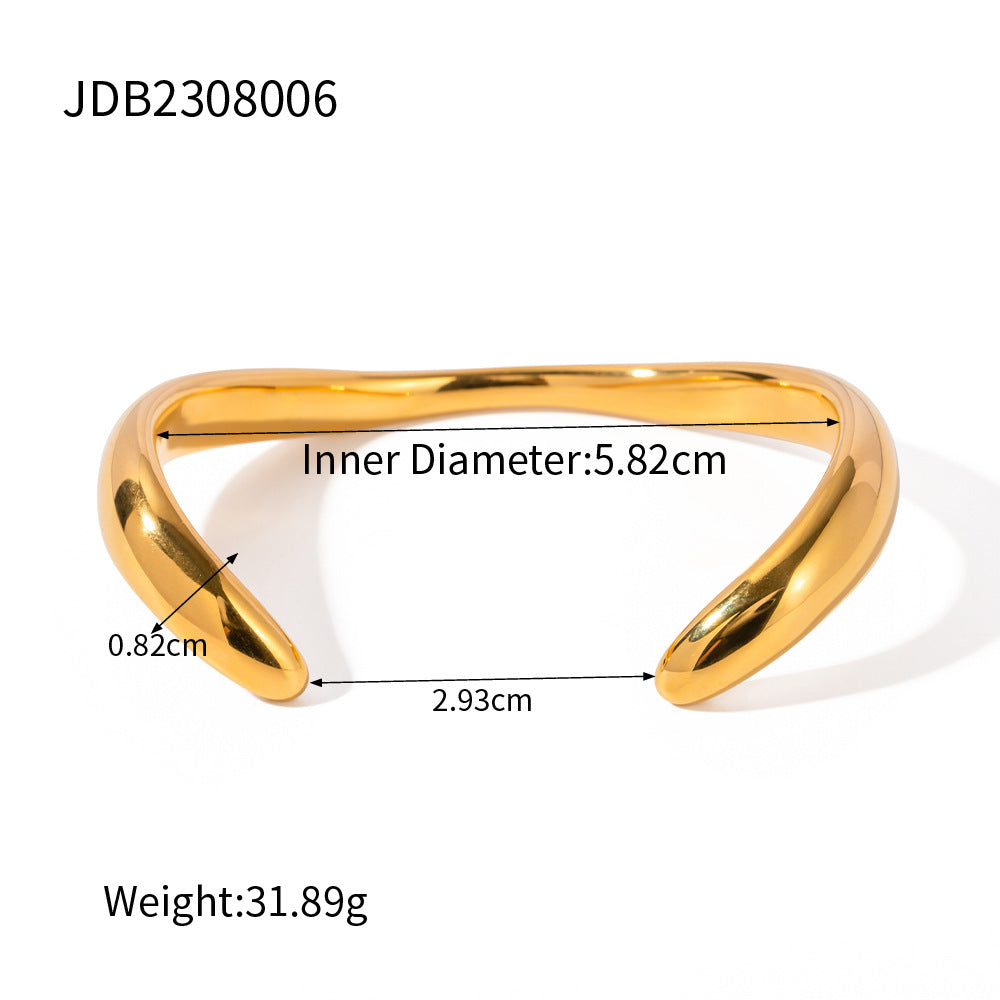 5pcs Light Luxury High-Grade High-Grade Temperament Titanium Steel Opening Niche Design 18K Gold Stainless Steel Irregular Bracelet Hand Jewelry