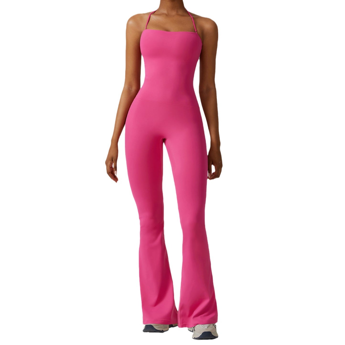 Quick Dry Body-Tight One-Piece Yoga Clothes Naked Casual Sports Fitness Clothes Dance High Waist Micro Flare Pants