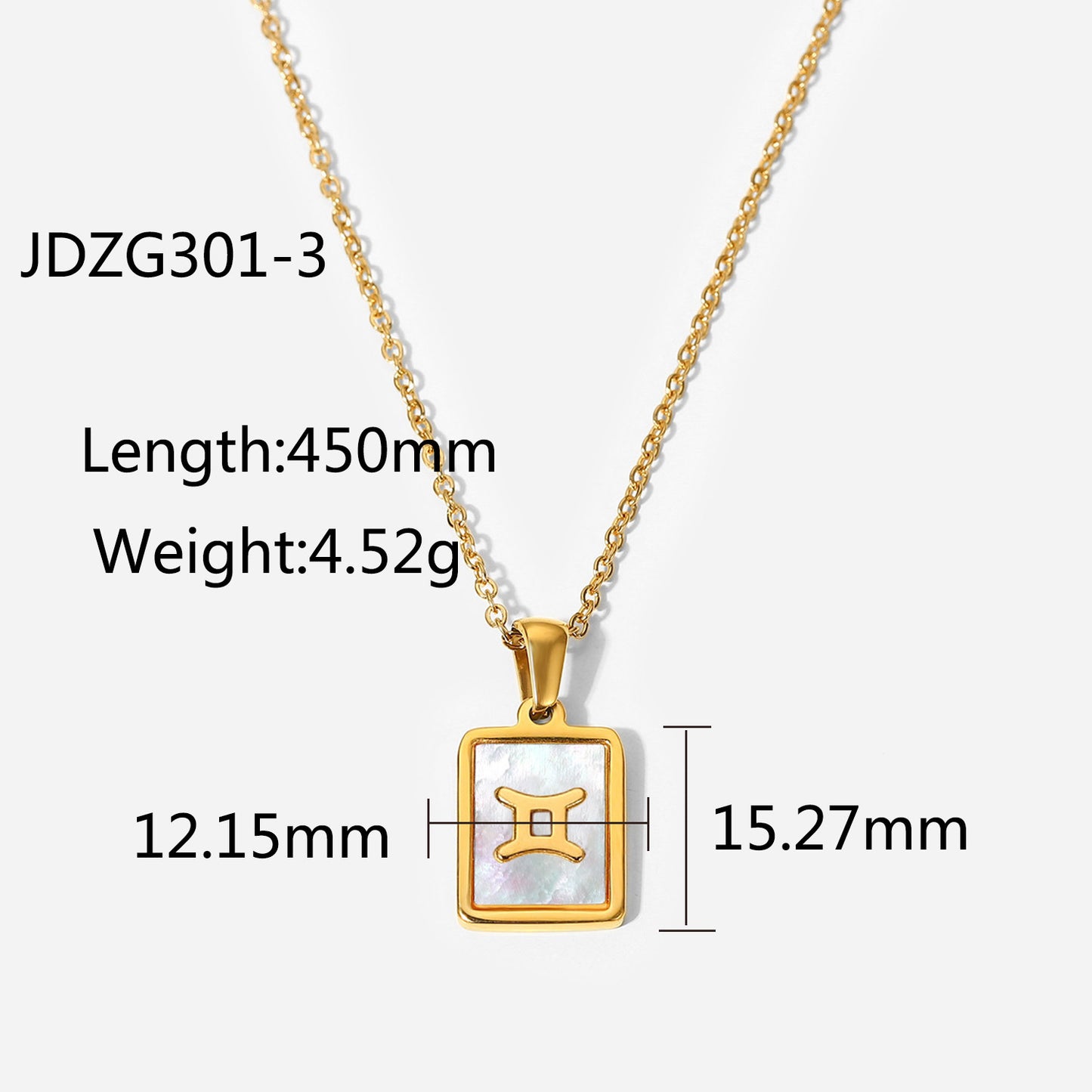 5pcs New Fashion Style 18K Gold-Plated Stainless Steel 12 Constellation Pendant Necklace Women's White Shell Constellation Pendant Collar