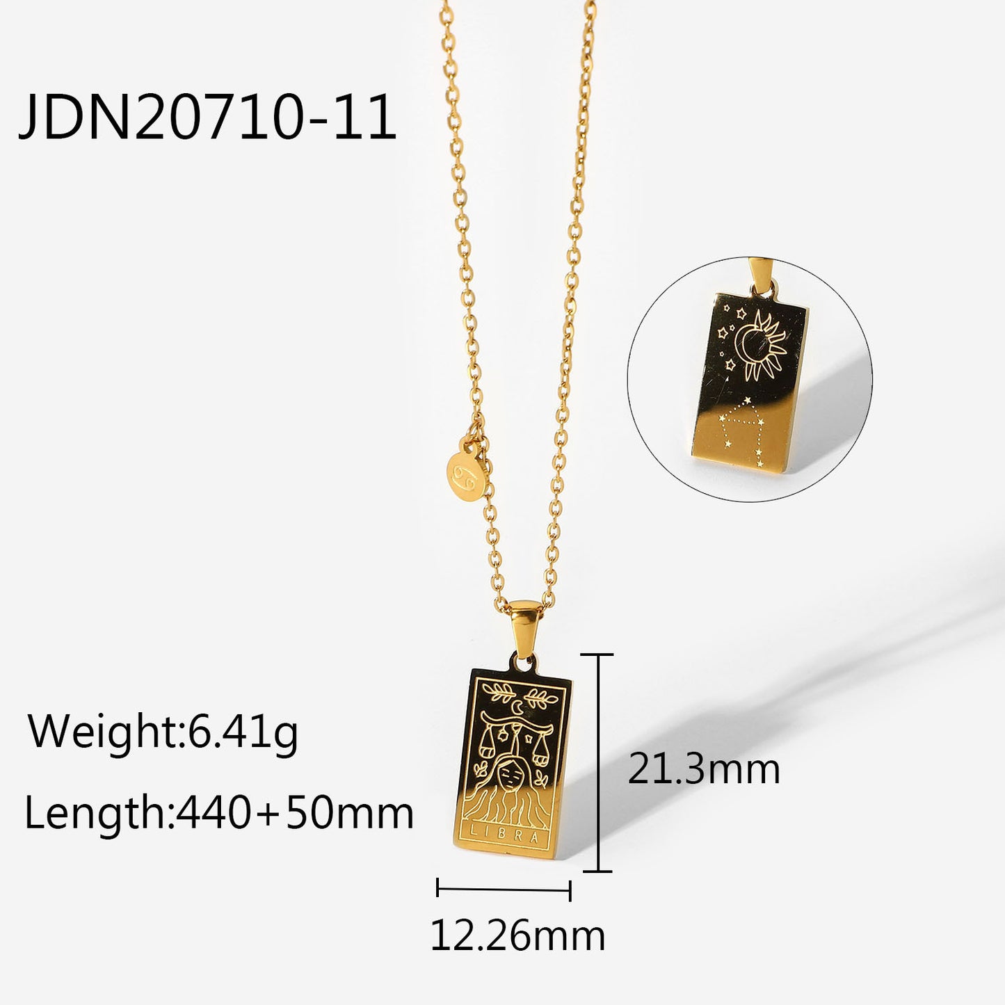 5pcs 12 Zodiac Necklace Stainless Steel Scorpio/Virgo/Libra/Bottle Gold Square Zodiac Pendant Necklace