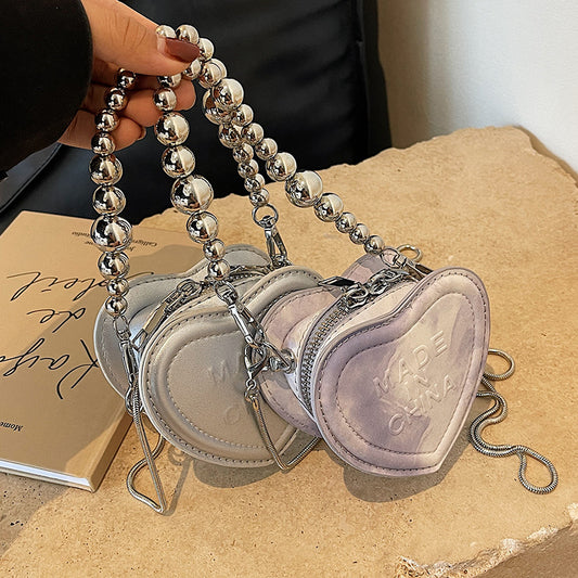 Niche Design Mini Bag Female New Chain Single Shoulder Crossbody Bag Advanced Sense  Peach Pericardium