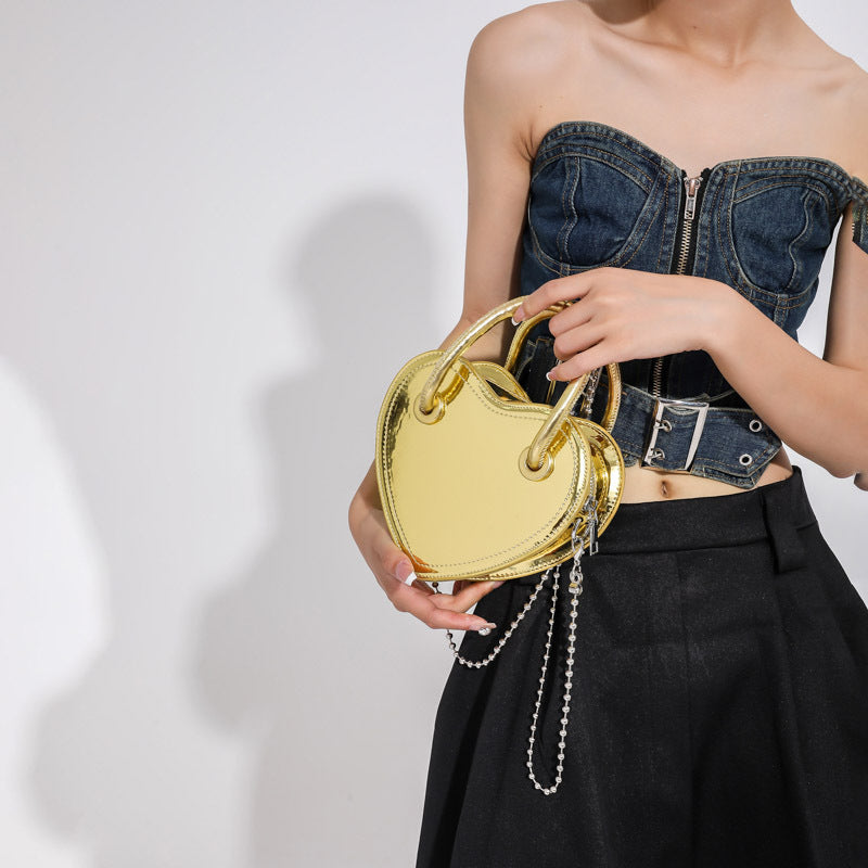 Fashion Personality Handbag New Girl Love Chain Shoulder Bag Creative  Mobile Phone Bag