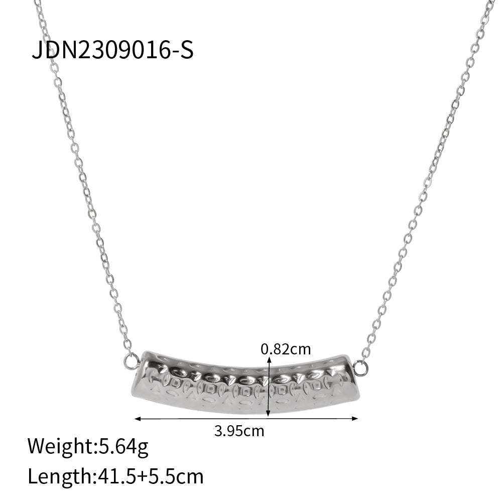5pcs Fashion 18K Gold Stainless Steel Texture Hollow Pipe Pendant Necklace
