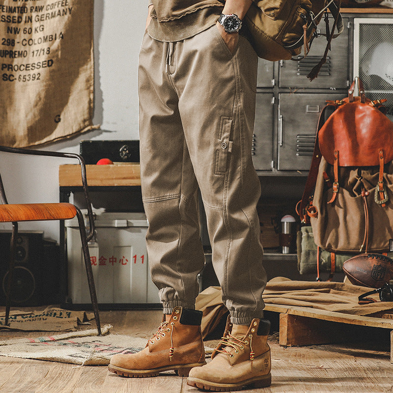 Heavy Vintage Cargo Pants Men's Spring New Wide Leg Loose Large Size Casual Pants