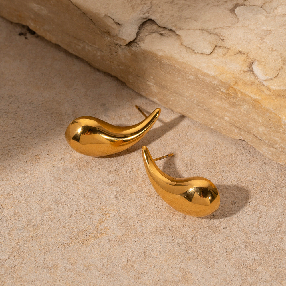 5pcs New Titanium Steel Plated 18K Gold Cold Drop Earrings Women's Popular Earrings Jewelry