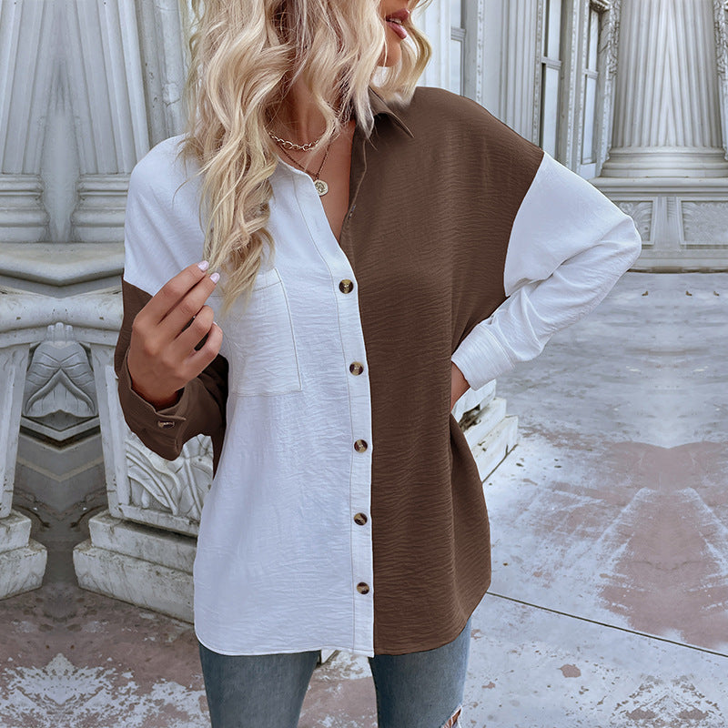 New Autumn New Women's Color Long-Sleeve Shirt Female Design Sense