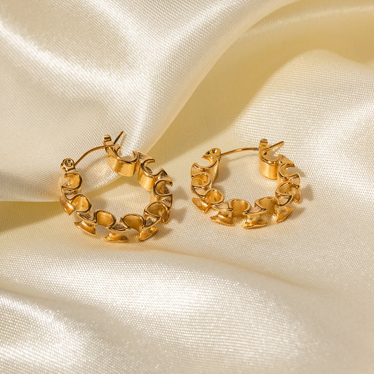 5pcs Stylish 18K Gold Stainless Steel Rule Double Symmetrical Earrings Stainless Steel Earrings Studs