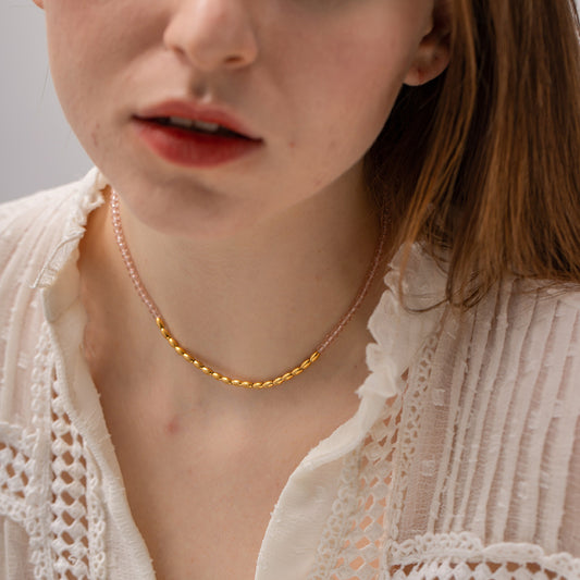 5pcs Fresh Summer Titanium Steel Necklace Women's Senior Sense Does Not Fade Color Minority Ethnic Beaded Necklace Jewelry