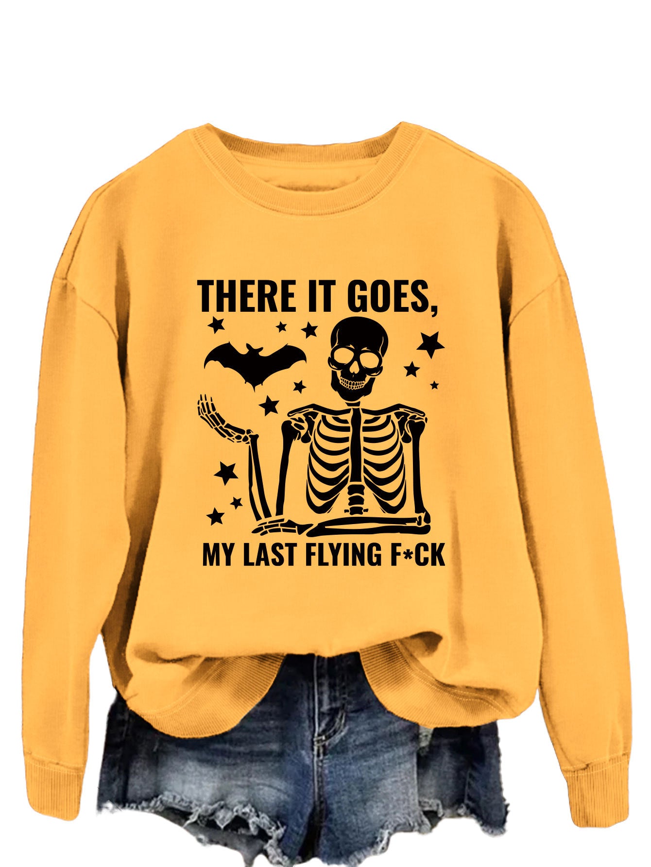 Print There It Goes Comfortable All-In-One Pullover Hoodie Autumn Fashion Long-Sleeved Shirt