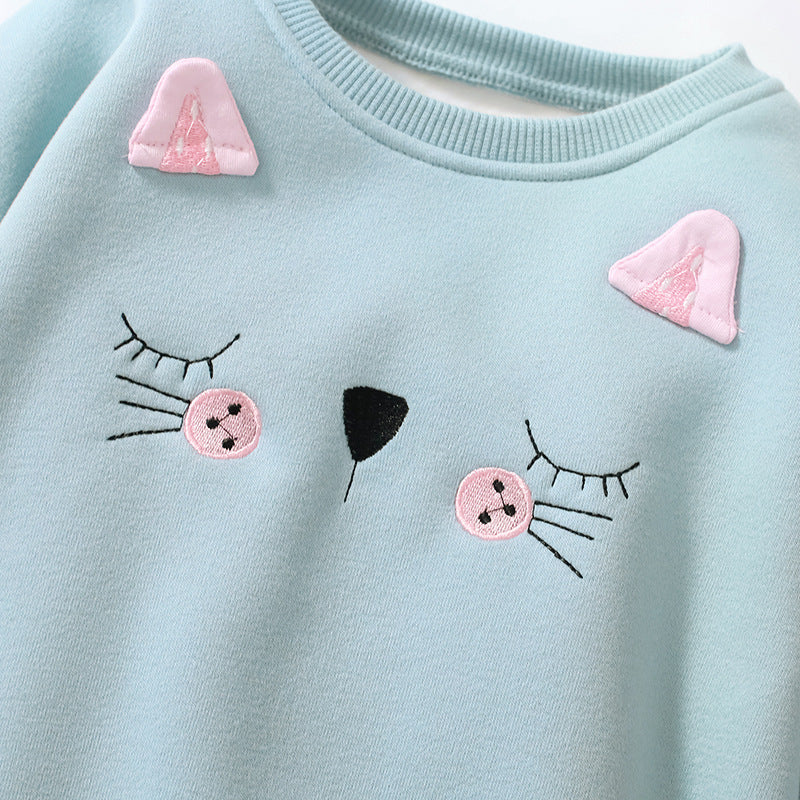 Winter Fleece Girls' Hoodie Long Sleeve Children's Top Cute Warm Children's Hoodie