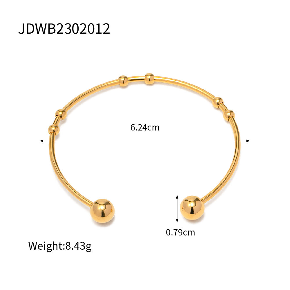 5pcs Fashion New All-Match Titanium Steel Bracelet 18K Gold Plated Multi-Layer Full Diamond Pearl Bracelet Women's Hand Jewelry