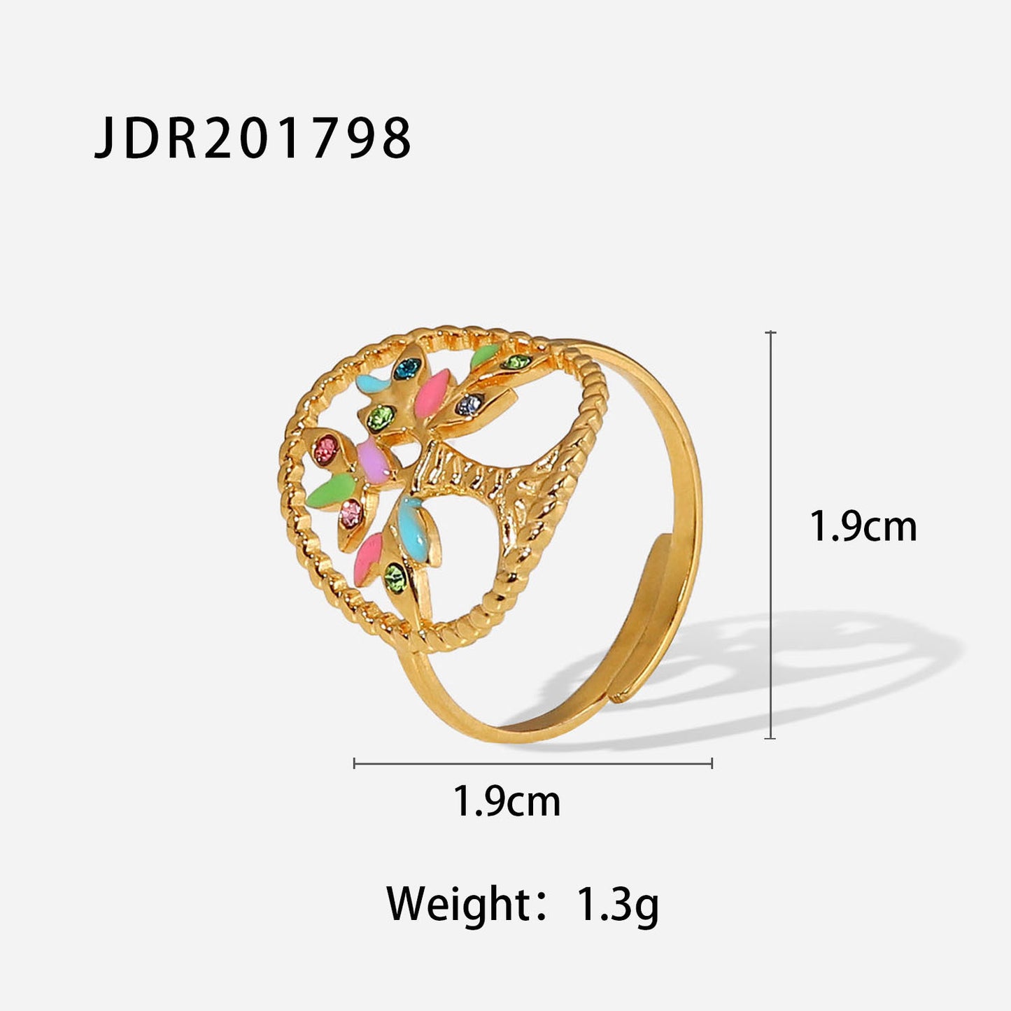 5pcs Fashion Stainless Steel Ring 18K Gold Plated Ring Seven Color Inlaid Zircon Jewelry Jewelry