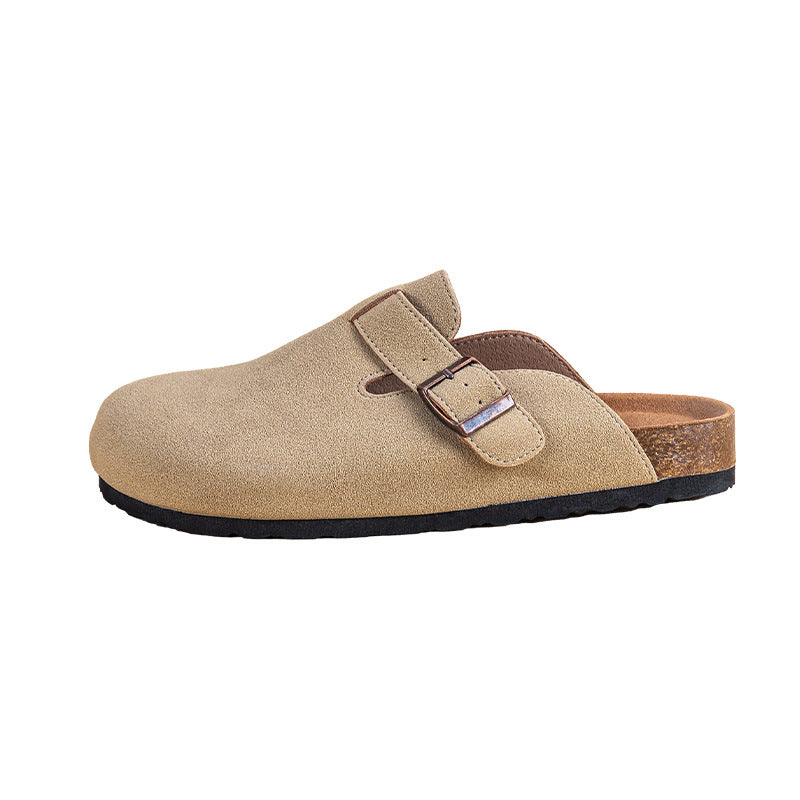Autumn And Winter Couple Slippers Cork Bottom Flat Fishing Baotou Half Slippers For Men Women