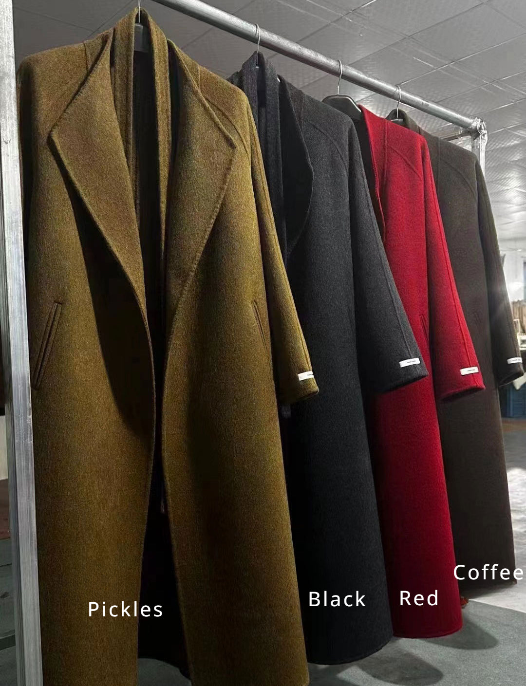 Autumn And Winter New Square Collar Plus Long Loose Bathrobe-Type Tie Long Wool Double-Sided Wool Coat For Women