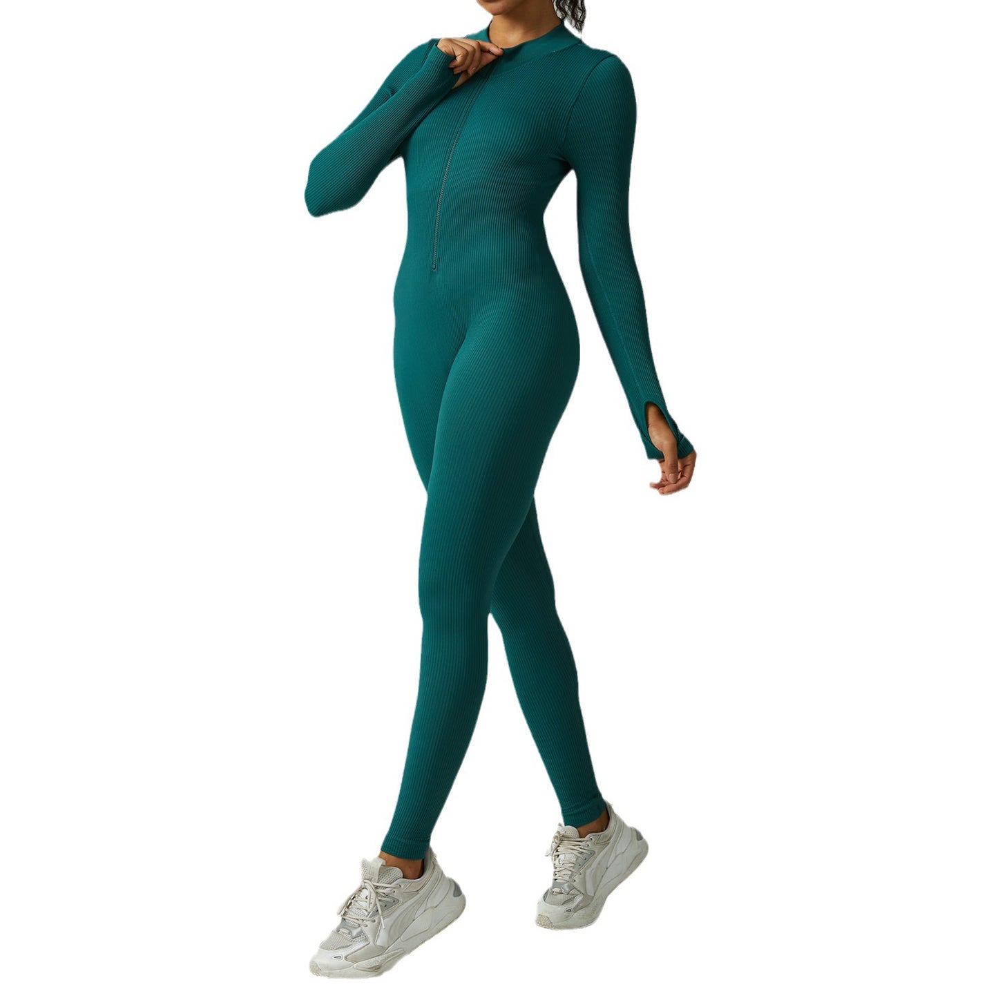 Seamless Yoga Jumpsuit Sports Fitness Jumpsuit Tight Long Sleeve Yoga Dress Women's Waist Pants