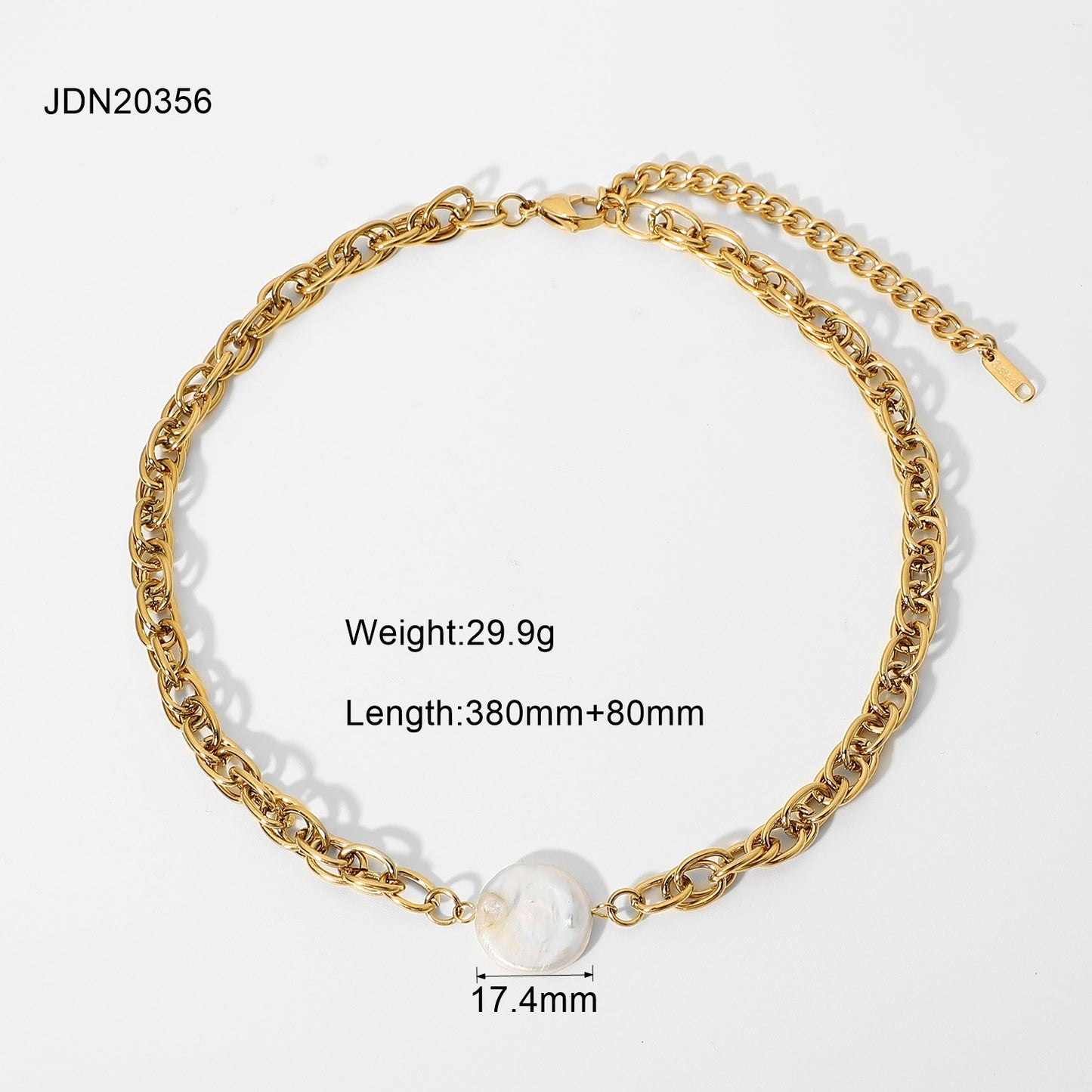 5pcs Fashion Popular Same Necklace 18K Gold Plated Stainless Steel Chain Pearl Choker Fashion Jewelry Women
