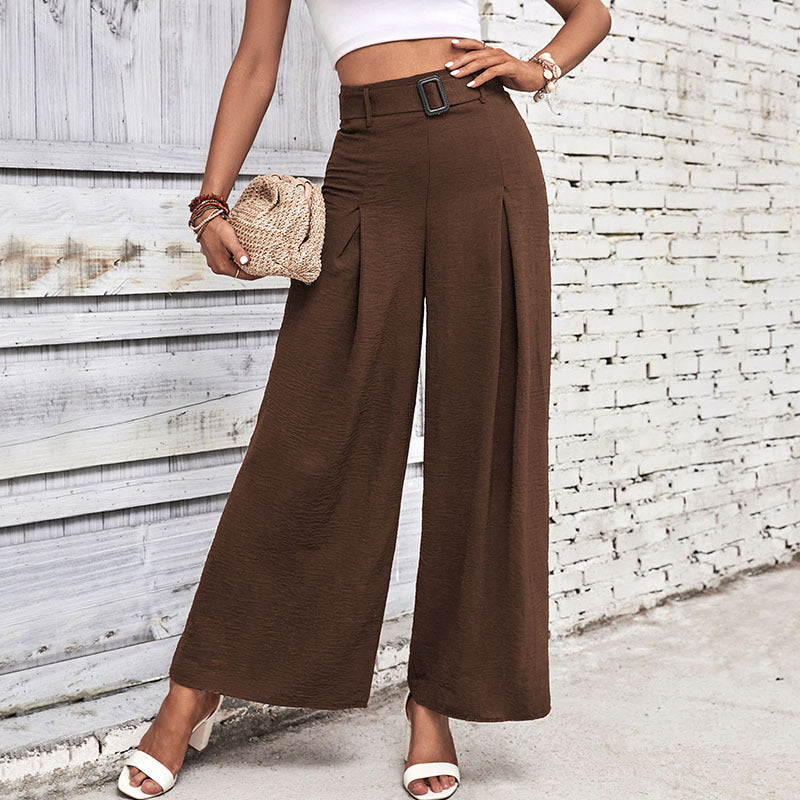 New Summer New Women's Solid Color High Waist Wide Leg Casual Pants Summer Girl
