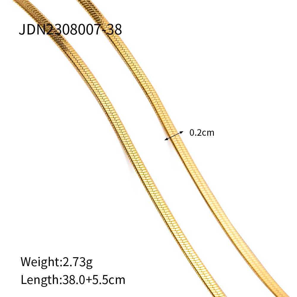5pcs Titanium Steel Necklace Jewelry Stainless Steel Gold 5Mm Piece Chain Snake Chain Necklace Necklace For Women