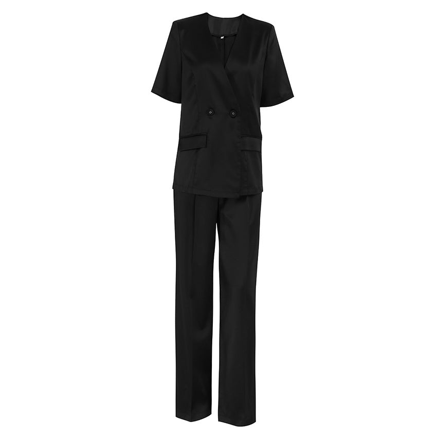 Spring Leisure Commute With Design Sense V-Neck Black Suit Fashion Women's Wear
