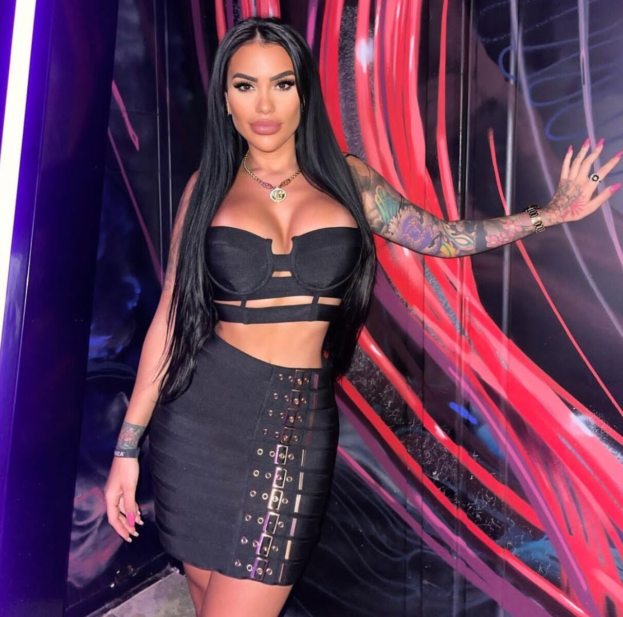 Punk Bandage Dress Outfit Sexy Halter Skirt Club Outfit