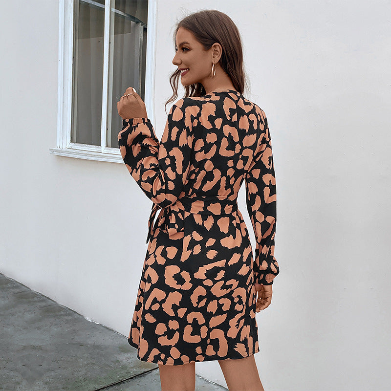 Autumn New Women's Wear A Piece Of V-Neck Dress