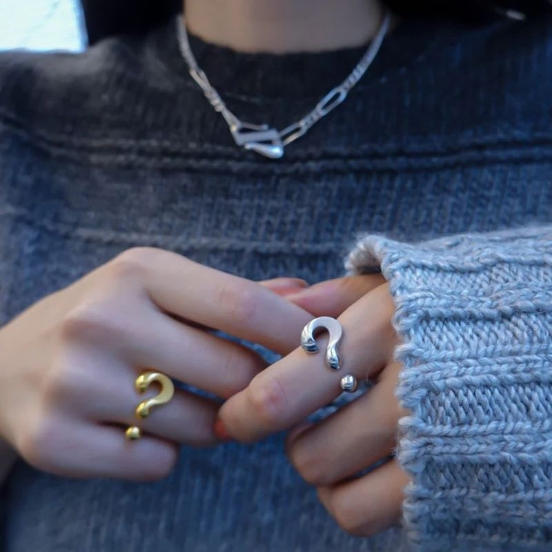 5pcs 18K Gold Plated Irregular Stainless Steel Open Ring Women's All-Matching Hand Jewelry Without Fade